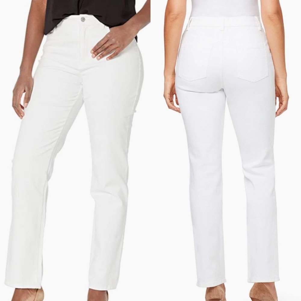 Gloria Vanderbilt White Amanda Classic High Rise Tapered Jean WHITE SZ 14